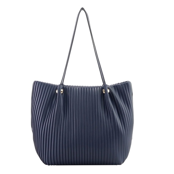 Alfani Handbags - Alfani Phoebe Pleated Tote Bag Navy